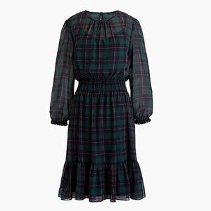 JCrew cinched waist dress Black Watch plaid K4928